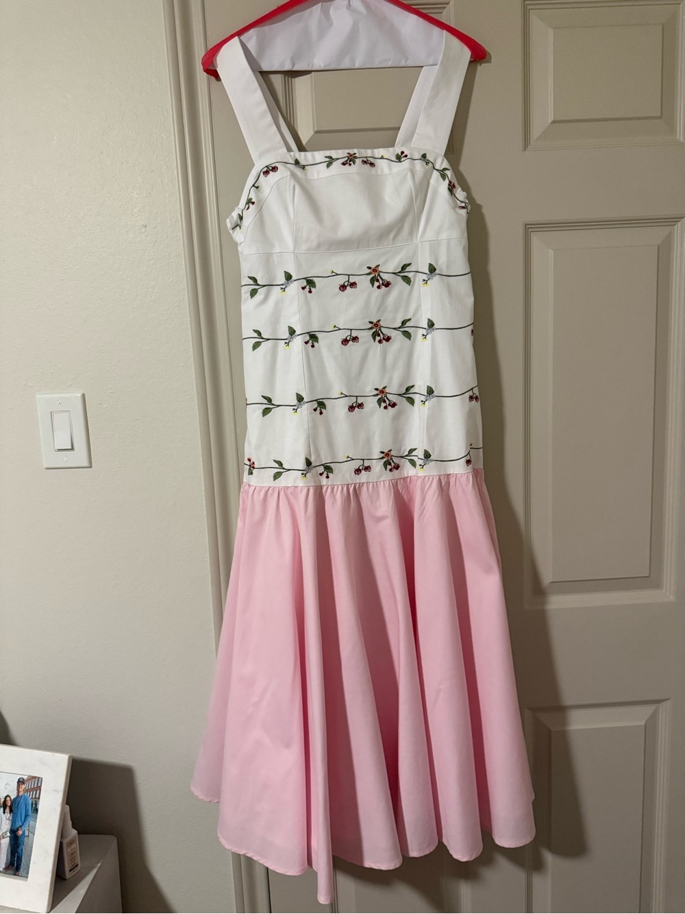 Fanm Mon Brand New without Tags! White & Light Pink Floral Embroidered Dress
